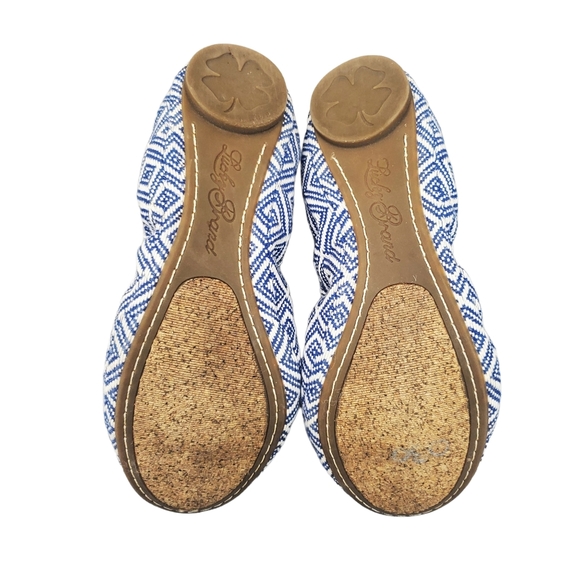 Lucky Brand Erin Blue White Diamond Textile Flats Size 6.5 - Picture 8 of 9